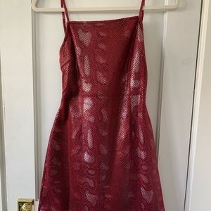red snake skin dress